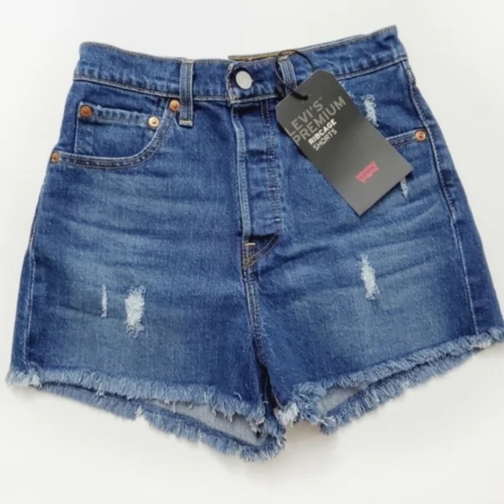 Levi's Ribcage High Rise Jean Shorts Charleston Denim